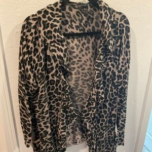 INC leopard print ruffle sweater
